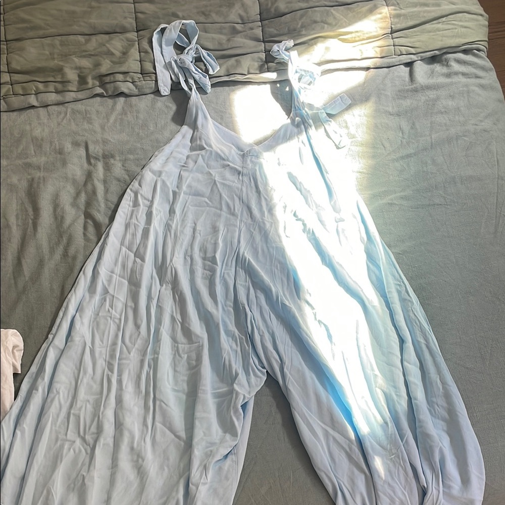 Light Blue Jumpsuit with Tie Straps